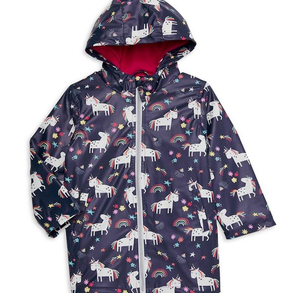 Pink Platinum Unicorn Rainbow Raincoat -18M & 24M